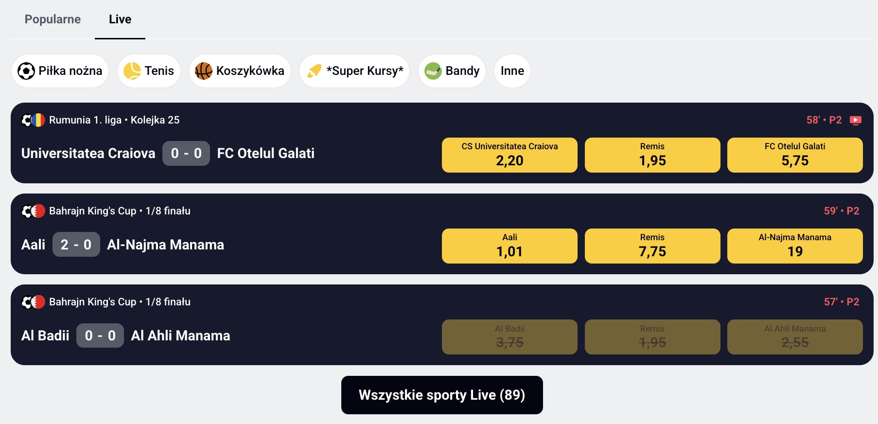 Zakłady live — betclic